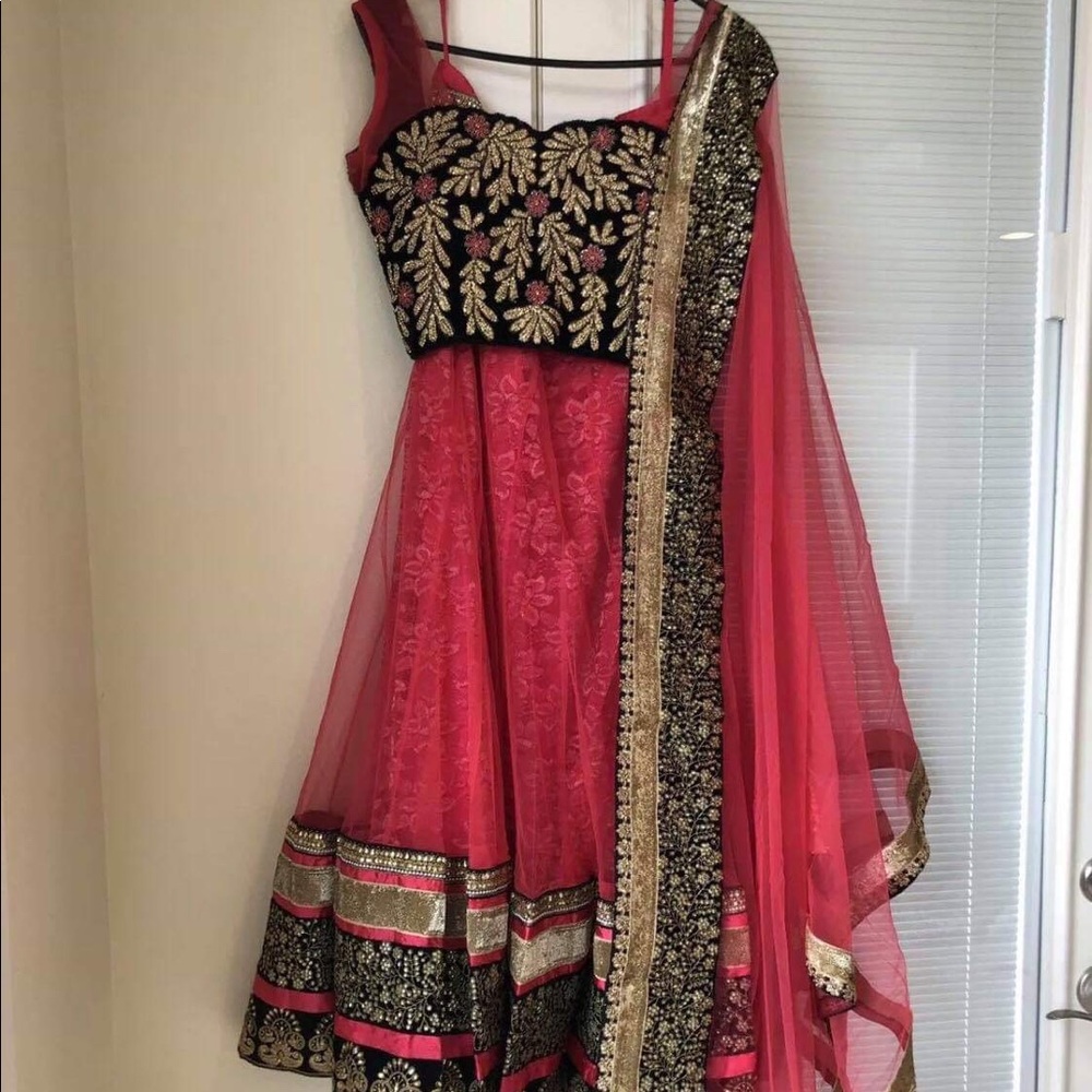Pink/black Lehenga Choli xs